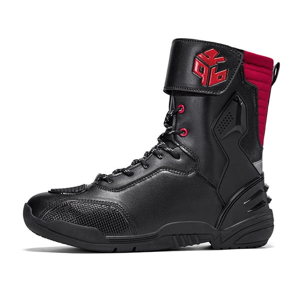 All-Season Waterproof Men's And Women's Motorcycle Boots Cycling Shoes,Black red,40
