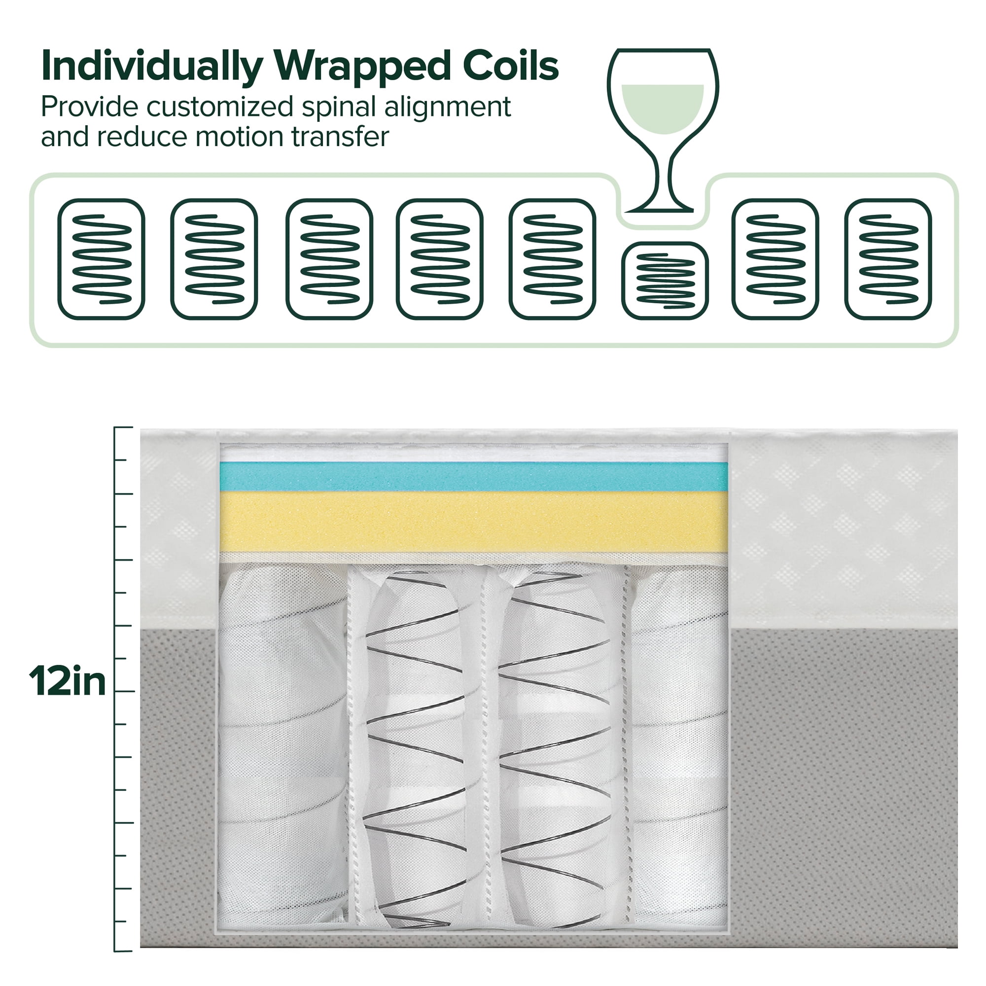 Zinus Cooling Airflow 12" Hybrid Mattress in a Box, Adult, King