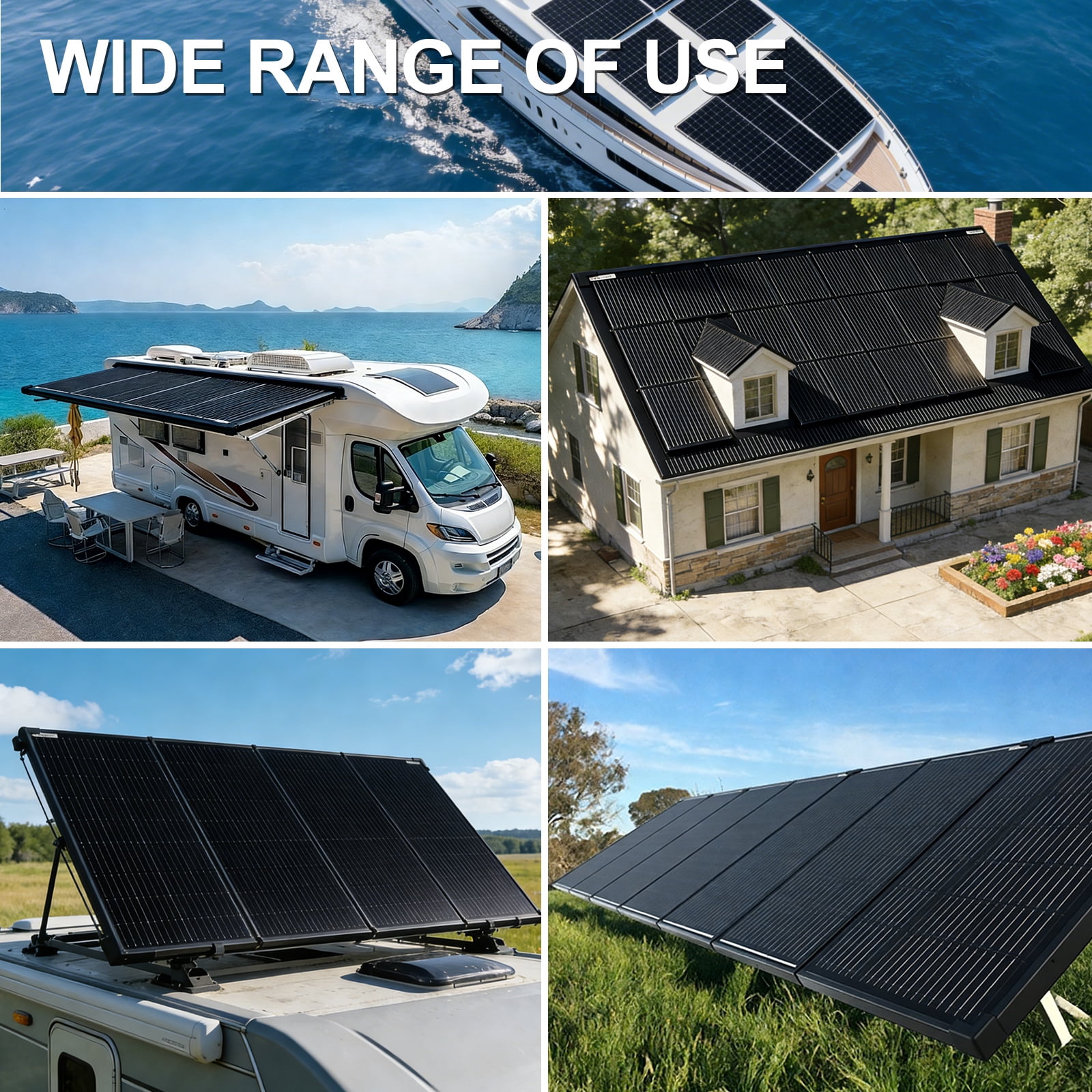 AeternaSol 2×200W(400W) N-Type 18BB Monocrystalline Solar Panel Kit, 25.2% Efficiency IP68 Waterproof 12V/24V for RV Marine Farm Off-Grid Home