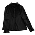 thumbnail image 4 of Dasayo Elegant Women Tops Long Sleeve Black Lace Solid Ruffle Button-Up Shirts Sweatshirts for Women Trendy L, 4 of 9