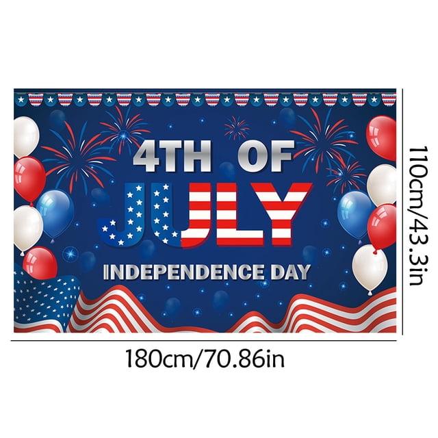 Independence Day Gnome Banner Decorative Background Cloth Outdoor Party Flag 180 cm x 110 cm Polyester with Copper Grommets