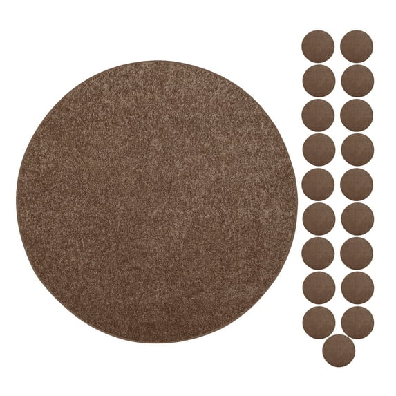 Furnish My Place Modern Plush Solid Brown Color Rug - Pets and Kids Friendly Rug, Indoor/Outdoor Mat, Area Rugs Great for Kids, Pets, Living Room, Made in USA, 18" Round - Set of 20