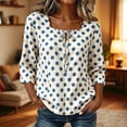 thumbnail image 2 of Fewfanhot Womens Tops 3/4 Length Sleeve with Button Casual V Neck Summer Outfits Fall Fashion Spring Clothes, 2 of 6