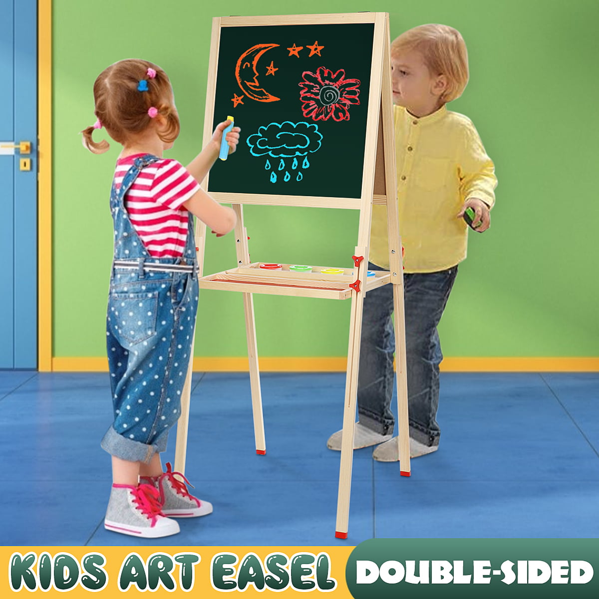 A4 Childrens ChalkboardWooden Blackboard Chalk board Eraser Kids Art Drawing