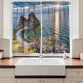 thumbnail image 2 of Travel Kitchen Curtains, Shaman Rock Lake Baikal in Russia Coastal Theme Sun Rays Scenic Vista Print, Two Panels Drapes with Rod Pocket Room Decor, 55" X 45", Green Brown Blue, by Ambesonne, 2 of 3