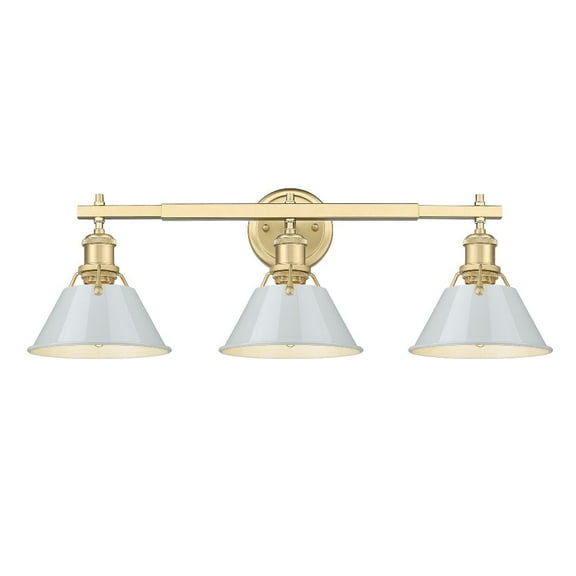 Orwell 3-Light Vanity Light in Brushed Champagne Bronze with Dusky Blue