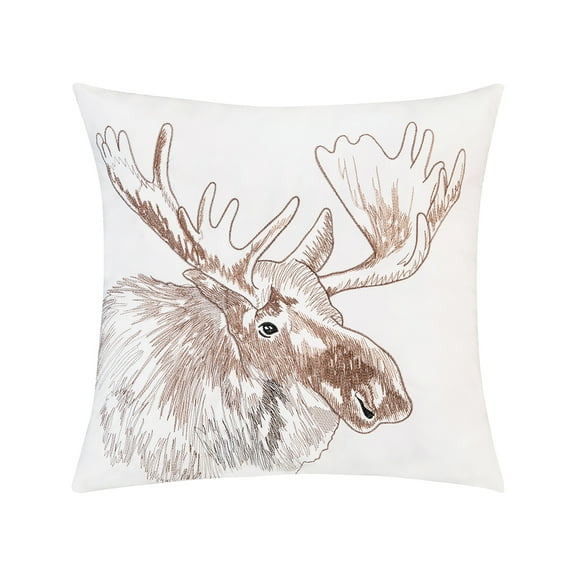 Moose Portrait Indoor/Outdoor Embroidered Accent Throw Pillow 18" x 18"