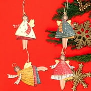 TOFOTL 4 Pieces Christmas Metal Angle Tree Ornaments,Color Girl Small Angel With Hanging String For Christmas Tree Decorations,Enrich Tiny Home