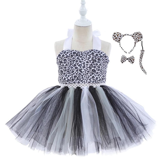 Bebé niñas Halloween Zoo Animal Cosplay disfraz alce Tigre vaca leopardo tutú vestido niños cumpleaños fiesta graduación Navidad Show Vestido2-3T Gao Jinjia LED