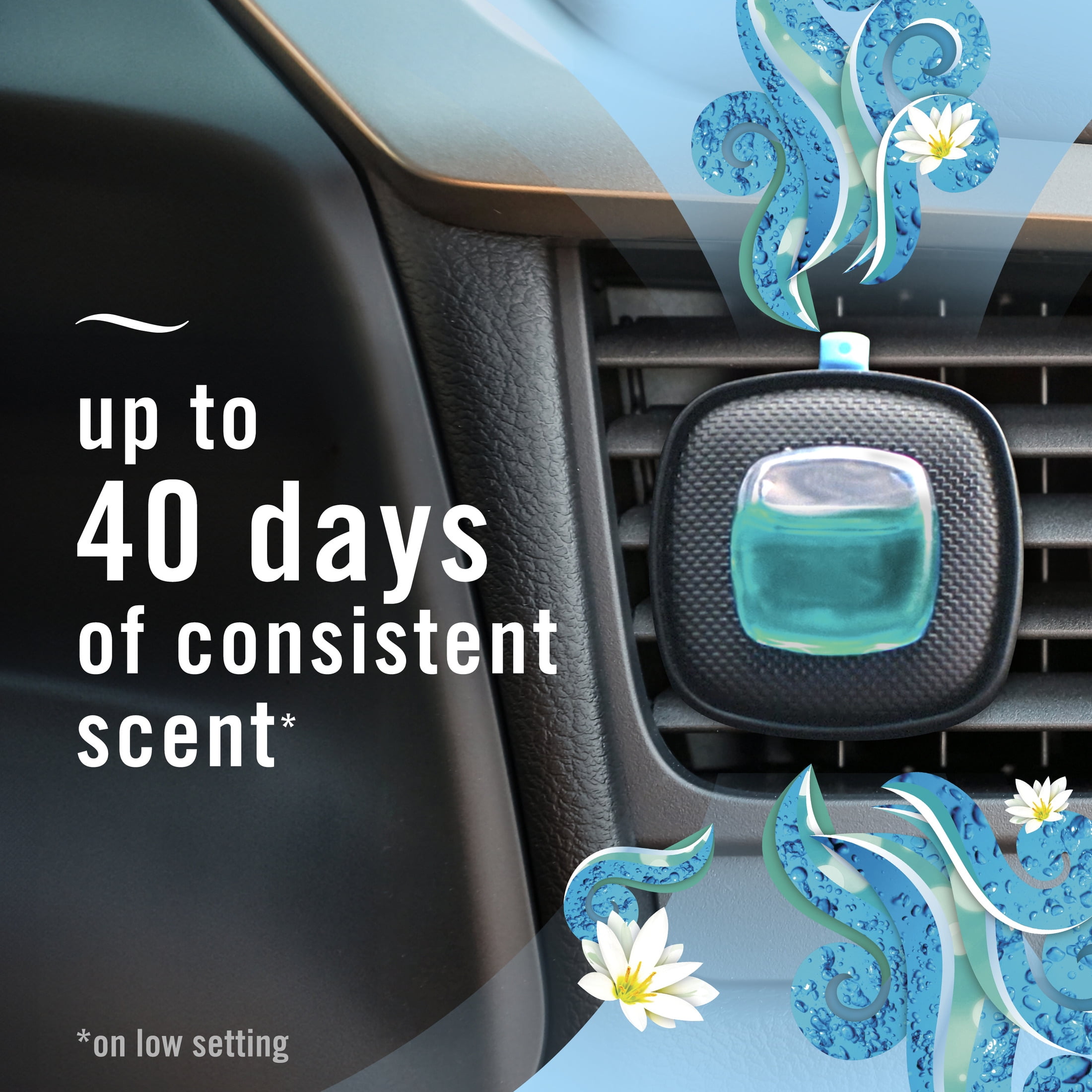 (2 pack) Febreze AUTO Car Air Freshener, Odor-Fighting Car Vent Clip, Ocean Breeze, 2 Count