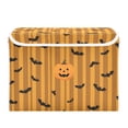 thumbnail image 2 of Foldable Fabric Storage Bin With Handle Collapsible Basket Box Storage With Lid Organizer Orange Black Pumpkins Bats, 2 of 7