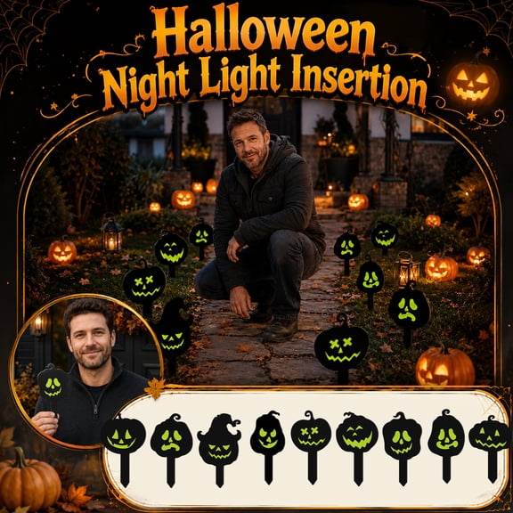 Halloween Yard Decorations Outdoor, Halloween Lawn Decorations, Outdoor Pumpkin Decorations, Halloween Glow in The Dark, 8X4.5X0.5 Inch Scary Face 2D Acrylic Pumpkin Ground Insert