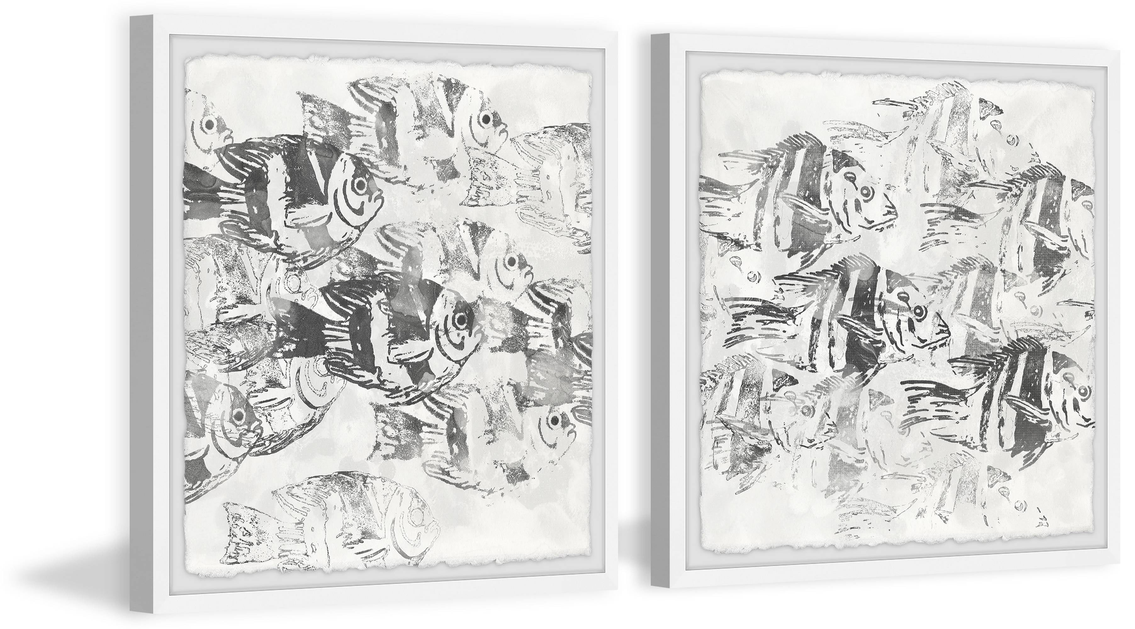 Marmont Hill Sea life Batik x iv Diptych, Art Prints 24.00" x 1.50"