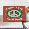 thumbnail image 2 of Groovy Cutting Board, Hippie Style Ornamental Creative Youth History Politics Make Love Message Text, Decorative Tempered Glass Cutting and Serving Board, Small Size, Coral Multicolor, by Ambesonne, 2 of 5
