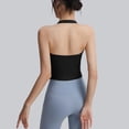 thumbnail image 6 of hoksml Women's Halter Neck Open Back Yoga Top, Ruched Waist Asymmetrical Hem Workout Tank Top with Built-in Bra, 6 of 6