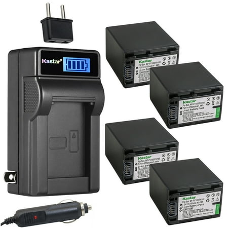 Kastar 4-Pack NP-FV100 Battery and LCD AC Charger Compatible with Sony HDR-CX580, HDR-CX610E, HDR-CX675, HDR-CX690, HDR-CX700, HDR-CX730, HDR-CX740, HDR-CX760, HDR-CX900, HDR-CX900E, HDR-PJ10