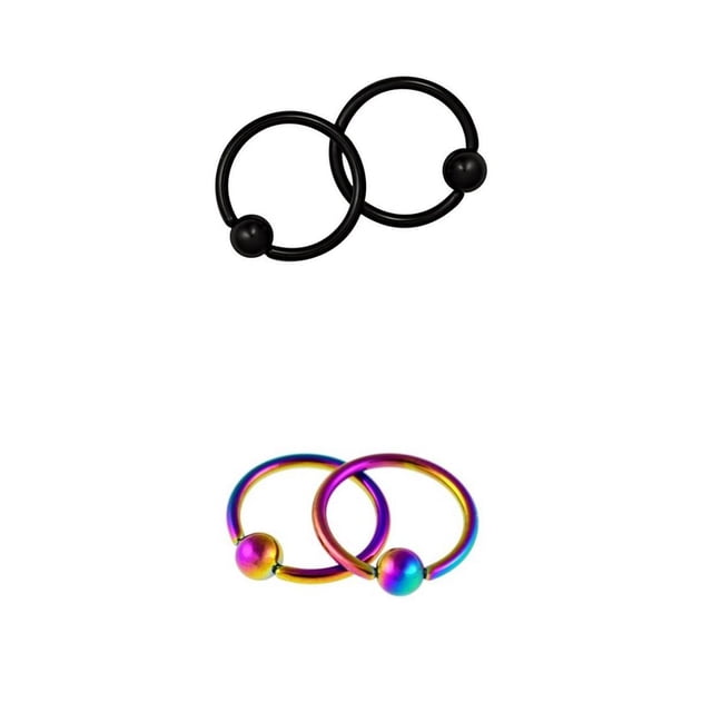 2 pares de nariz de cautivas de 16G 4 mm 316L Sunnimix Anillo de cuentas cautivo 16g
