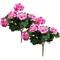 Morttic 2PCS 14'' Artificial Geraniums Silk Flowers Outdoor Garden Hanging Basket Porch Home Decor