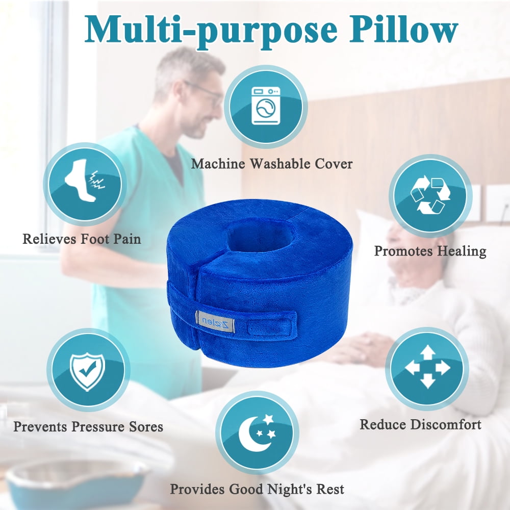 Heel Protector Cushion for Pressure Sores, Foot Elevation Pillow, Ankle Support Wedge for Bed Sores and Foot Ulcers, Medium, 1 PCS