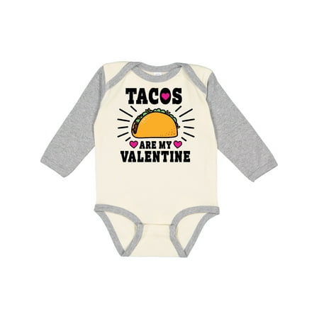 

Inktastic Tacos Are My Valentine with Hearts Boys or Girls Long Sleeve Baby Bodysuit