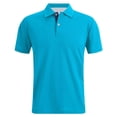 thumbnail image 3 of Mens Polo Shirts Comfort Short Sleeve Cotton Pique 3 Buttons Golf Shirts Classic Fit Casual Performance T-Shirt Blue 2XL, 3 of 9