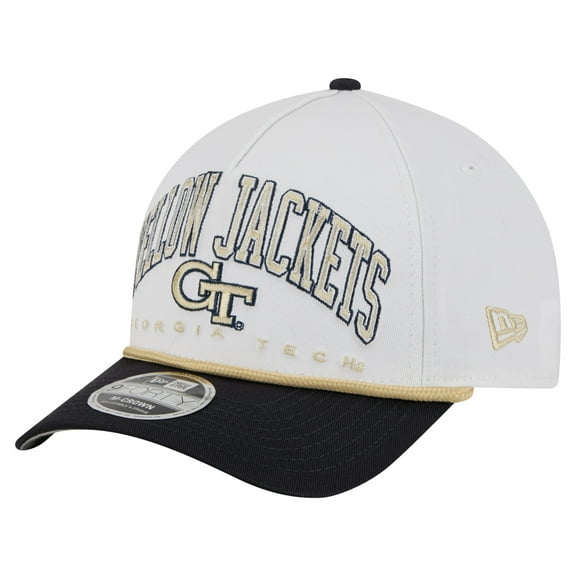 Men's New Era White/Navy Georgia Tech Yellow Jackets Arch Two-Tone Rope 9FORTY A-Frame M-Crown Adjustable Hat