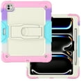 thumbnail image 6 of Case for iPad Pro 13 2024, Military Grade Protective Silicone PC Cover with Screen Protector & Adjustable Kickstand & Shoulder Strap & Pencil Holder & 3-layer Protection, Colorful Pink, 6 of 8