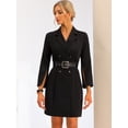 thumbnail image 2 of Vestido Elegante de Oficina Allegra K con Doble Botonadura y Cinturón Negro S, 2 of 6