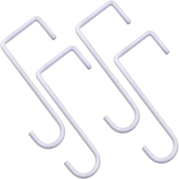 LAMIRO 4Pcs Vinyl Fence Hooks 2x6 inch/3x8inch,Fence Hangers Patio Light Hooks,Patio White Powder Coated Steel Fence Hooks for Hanging Plants,Planters,Bird Feeders,Lights