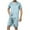 Mens Pajamas Sky Blue, variant on Mens Satin Pajama Sets with Pockets Lightweight 2 Piece Loungewear Outfits Stripe Printed Short Sleeve Shirts and Shorts Sleepwear Set
