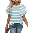 thumbnail image 3 of Ronuti Womens Tshirts Short Sleeve Fashion Shirts Summer Tops Fashion Womens Clothes Womens Striped Tshirt, 3 of 8