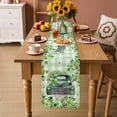 thumbnail image 2 of St. Patrick's Day Table Runner - 108 Inch Long Green Truck Leaf Flowers Butterfly Plaid Cotton and Linen Blended Dress Scarves Farmhouse Table Runner for Kitchen Dining, Coffee Table, 13" x 108", 2 of 8