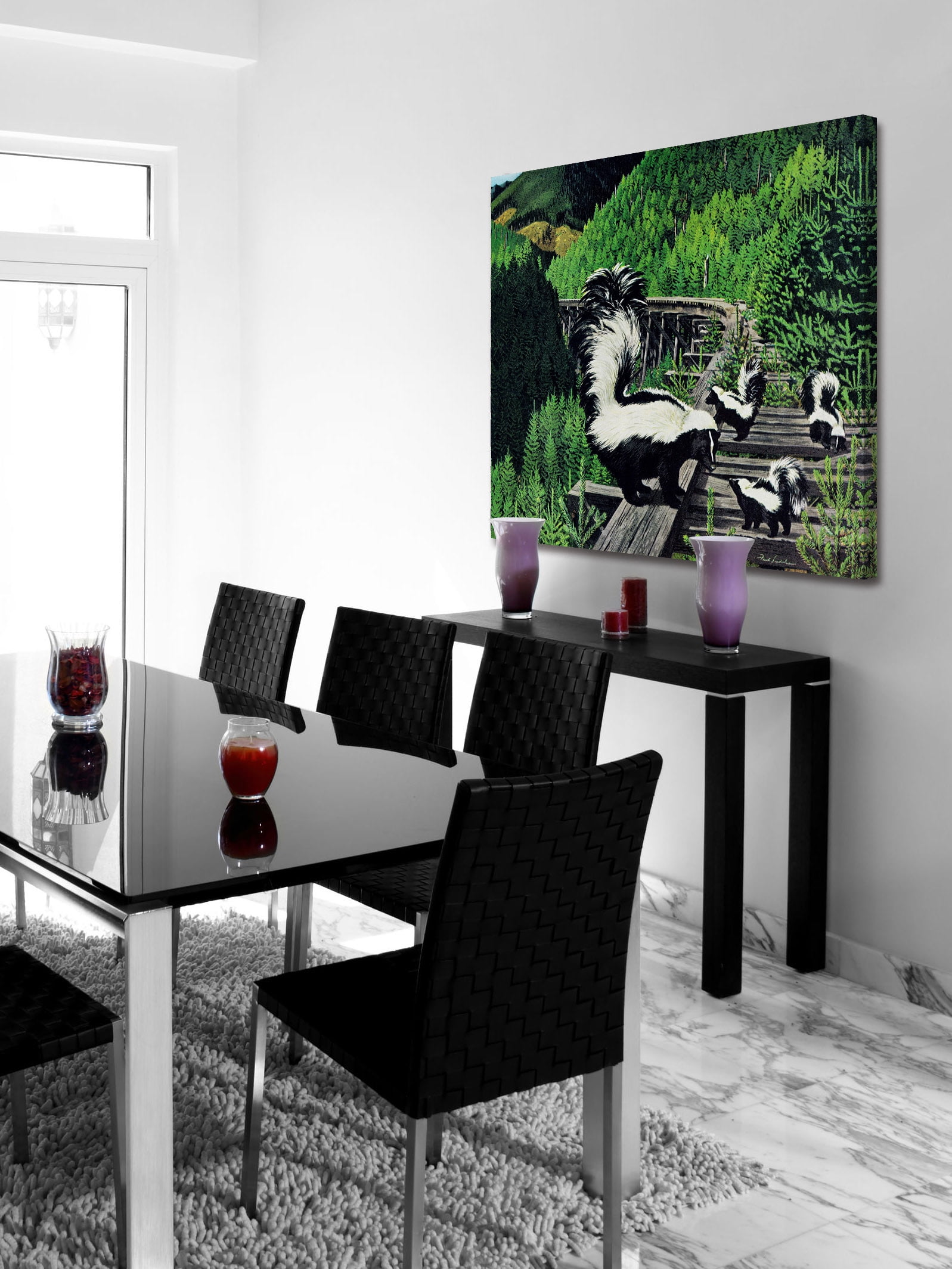 "Skunk Family" Painting Print on Wrapped Canvas
