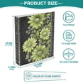 thumbnail image 3 of FORMRS 3 Ring Binder 1.5 inch with Pockets Set of 2 Clip Board 200 Sheets Capacity, Green Flowers, 3 of 8