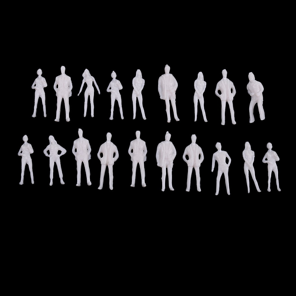 20pcs Miniature White Figure 1:75 Architectural Human Model Plastic People 