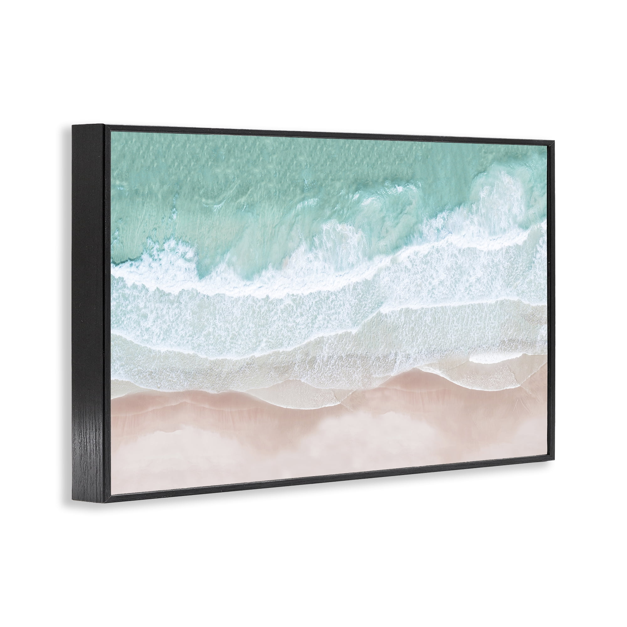 Stupell Industries Aerial Sea View Coastal Painting Black Framed Art Print Wall Art, 24 x 16