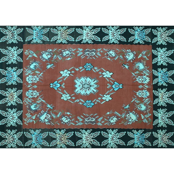 Ahgly Company Indoor Rectangle Persian Light Blue Traditional Area Rugs, 5' x 7'