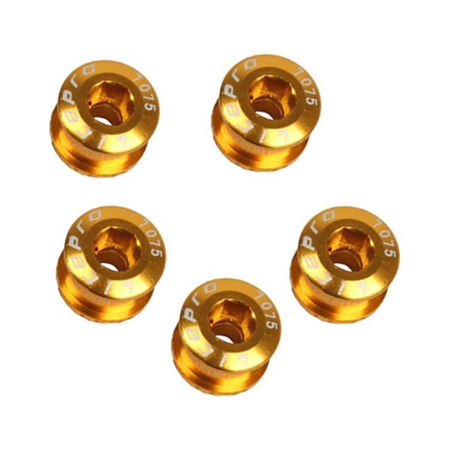 Greeniant Paquete de 5 tornillos de rueda de cadena de marcha única para bicicleta, tornillos de bielas de aleación de aluminio de repuesto, Ciclismo Oro