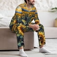 thumbnail image 6 of KLL Starry Sky Moon Sunflower Sleepwear Mens Flannel Pajamas,Long Cotton Pj Set, 6 of 7