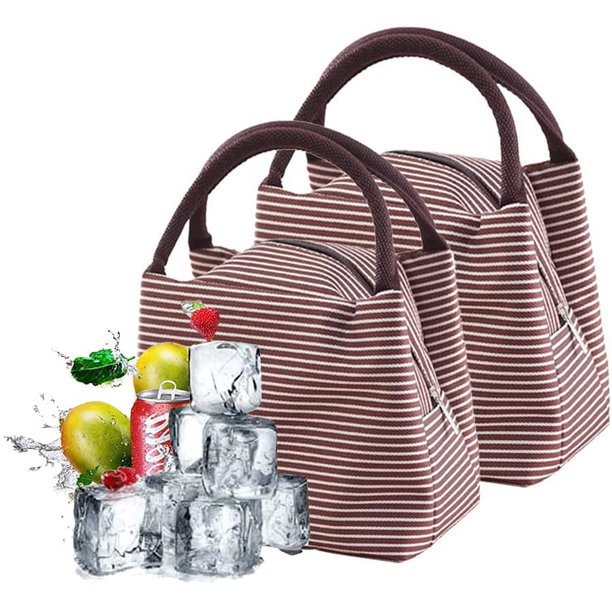 Bolsa de almuerzo aislada plegable de 2 piezas, bolsa aislada de picnic familiar, bolsa de comida aislada, bolsa de almuerzo reutilizable, bolsa aislada de picnic, bolsa de comida aislada, bolsa de almuerzo (marrón) Sincero Electrónica