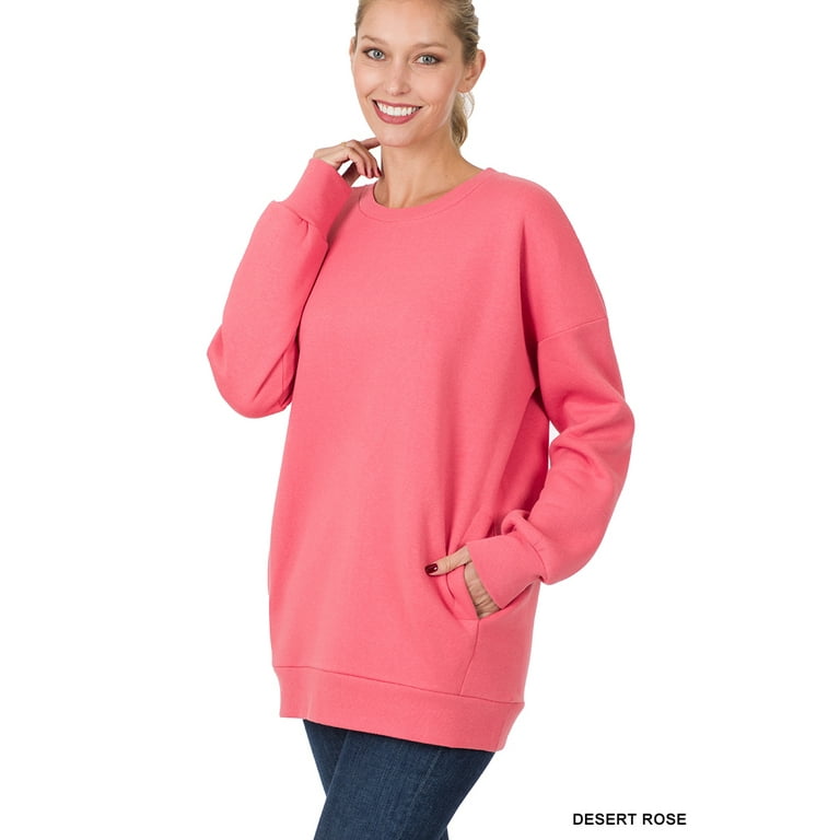 Zenana Women & Plus (S-3XL) Basic Relaxed Long Sleeve Round Neck