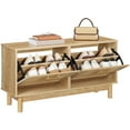 thumbnail image 6 of HOOBRO Narrow Rattan Shoe Storage Bench with Flip Drawers, Natural, 6 of 11