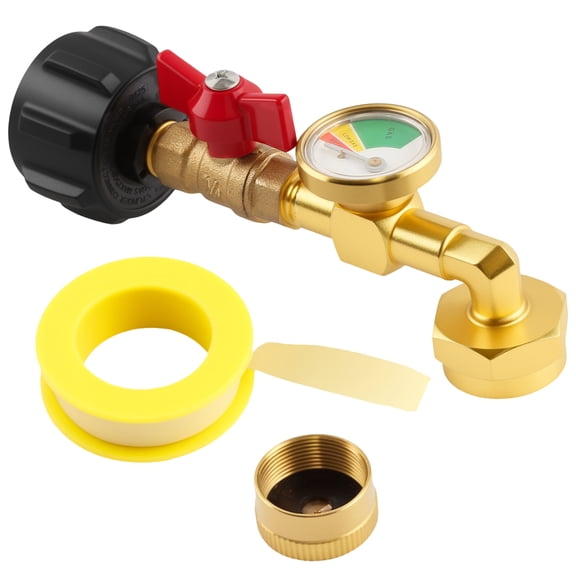 Yalumo Propane Refill Adapter, Propane Adapter 20lb to 1lb Converter with Valve and Gauge, QCC1 Propane Tank Adapter 90-Degree Elbow, Propane Bottle Refill Adapter for BBQ Grill Stove Camping