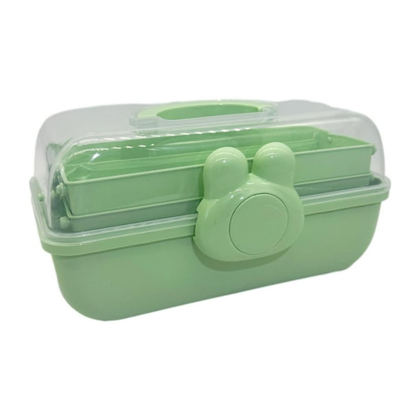 Organizador de accesorios para el cabello, organizador de manualidades con asa, caja organizadora de joyas para Verde