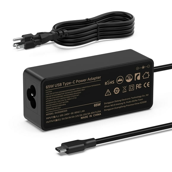 Cargador portátil VUOHOEG de 65 W, adaptador de corriente alterna USB tipo C para HP