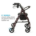 Medline Steel Rollator Walker, Folding Rolling Walker, 6" Wheels, 350lb