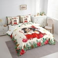 thumbnail image 4 of Homewish Kawaii Christmas Dog Twin Bedding Sets 7-Piece for Kids, Cartoon Santa Claus Hat Bedding Comforter Set, Western Xmas Flower Reversible Sheet Sets, Ultra Soft Bedroom Decor, 4 of 8