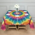 thumbnail image 3 of Colorful Rainbow Tie Dye Spiral Pattern Square Tablecloth,Waterproof Square Table Cover,Wipeable Spillproof Washable Table Cover for Home Kitchen Party Decor 52"x52"(132x132cm), 3 of 6