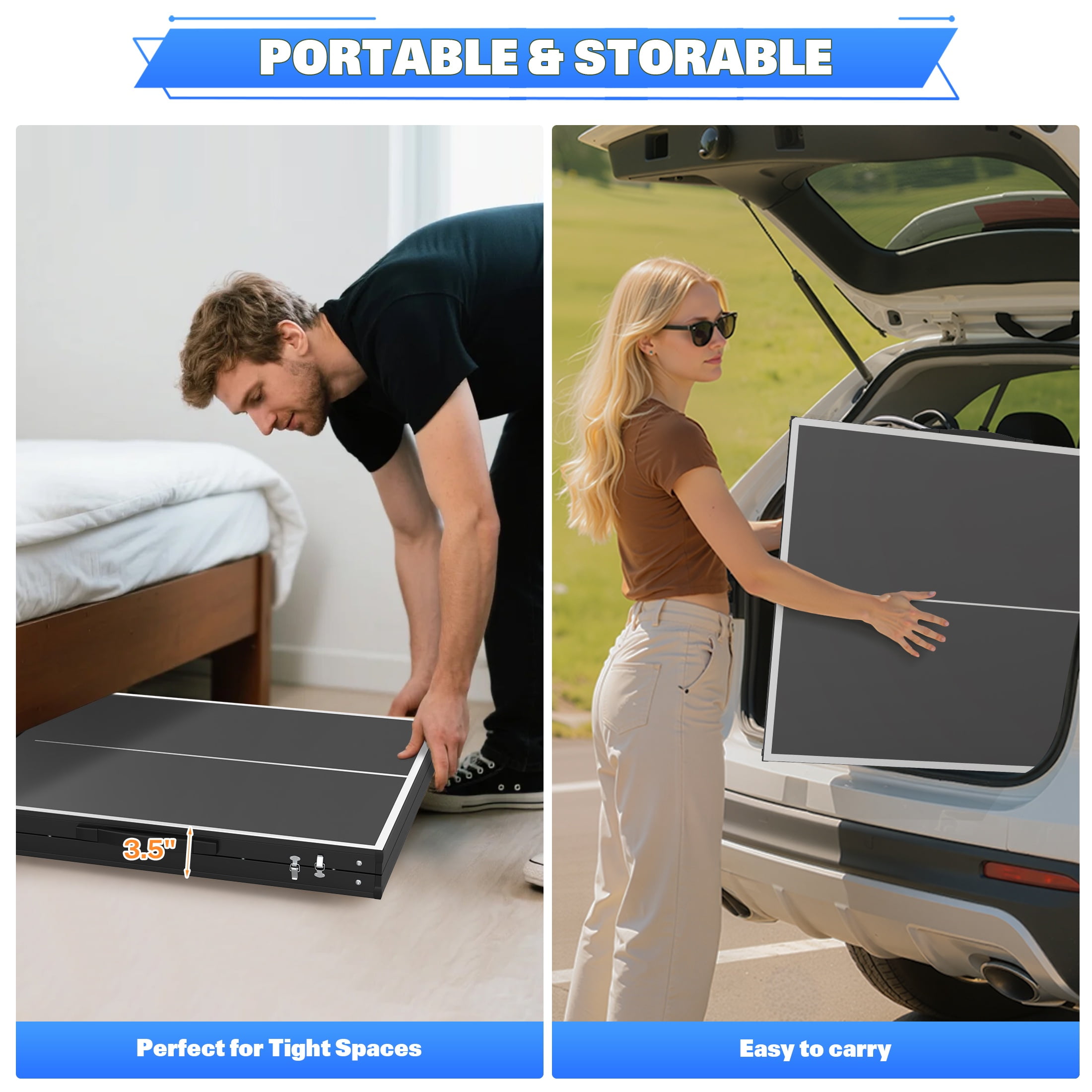 5ft Mid-Size Table Tennis Table Foldable, Portable Ping Pong Table Set for Indoor & Outdoor Games, SEGMART High-Performance Ping Pong Paddle 2 Player Set, Easy Assembly and Adujstable Ping Pong Table