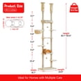 thumbnail image 4 of Furcato 92.1"-101.6" Adjustable Height Cat Tree, Floor to Ceiling Cat Tower, 7 Tiers Cat Climbing Tree with Hammock, Beige, 4 of 9